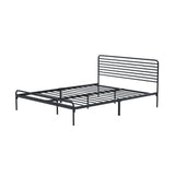 Oikiture Queen Metal Bed Frame Railing-style Black