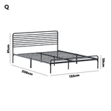 Oikiture Queen Metal Bed Frame Railing-style Black