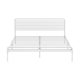 Oikiture Metal Bed Frame Queen Size Platform White - Front View
