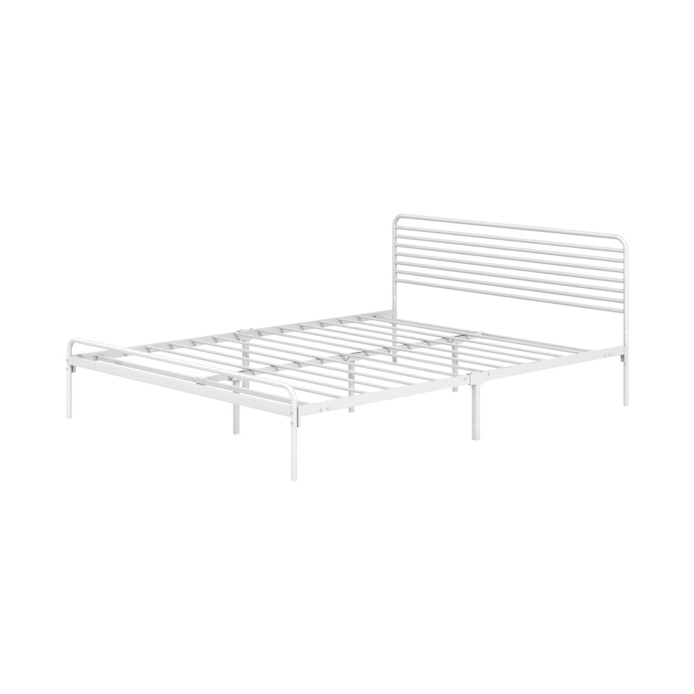Oikiture Metal Bed Frame Queen Size Platform White