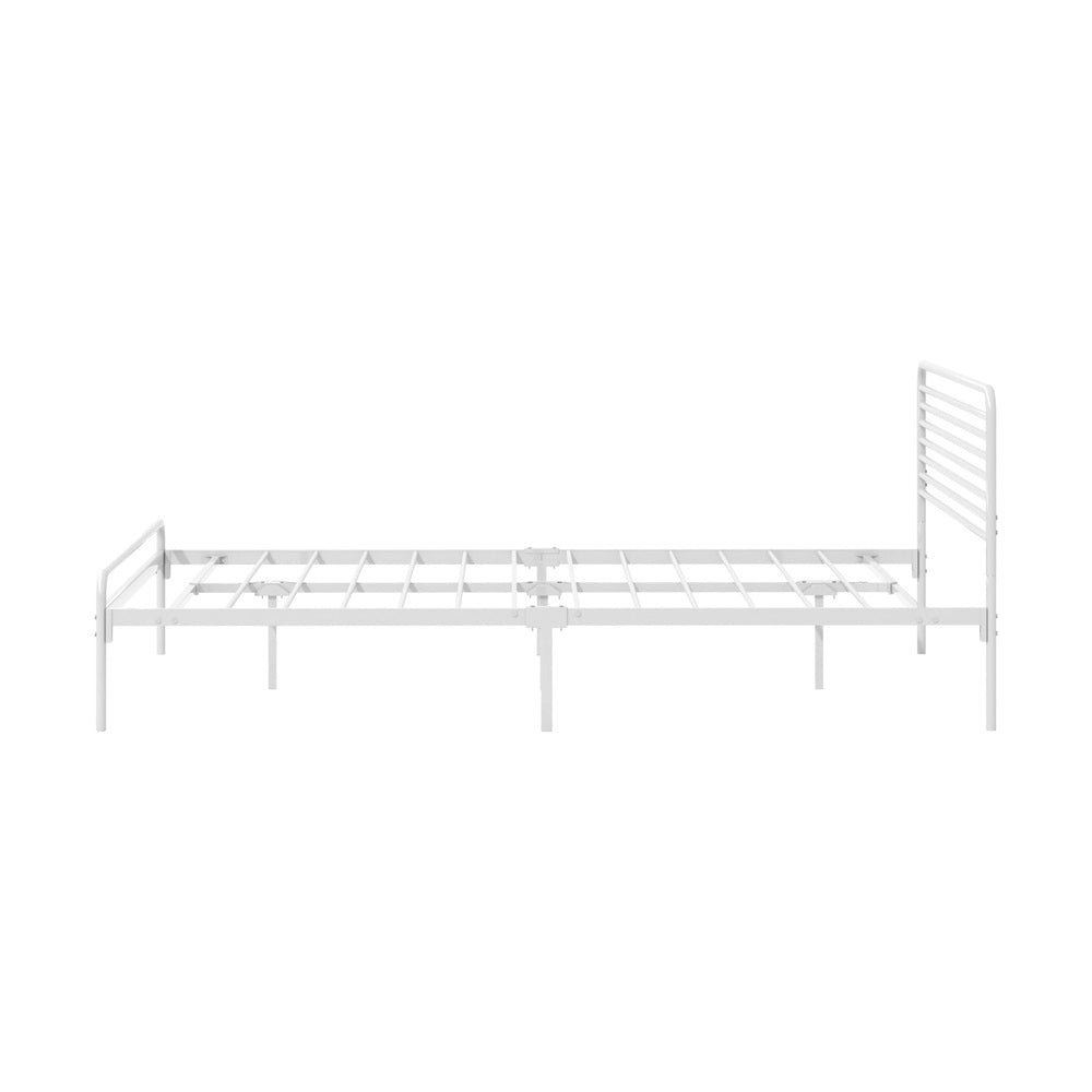 Oikiture Metal Bed Frame Queen Size Platform White