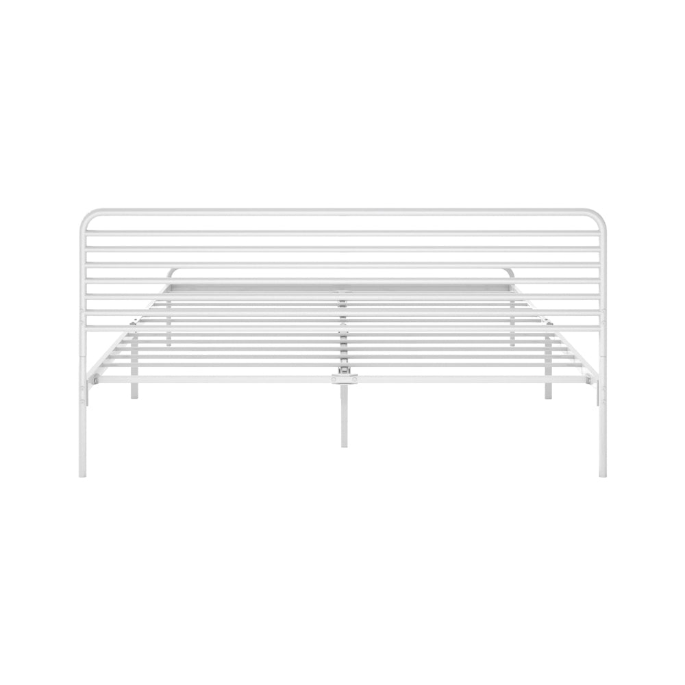 Oikiture Metal Bed Frame Queen Size Platform White