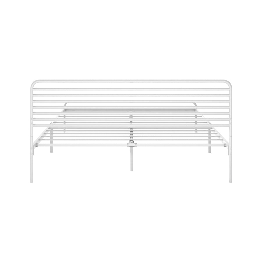 Oikiture Metal Bed Frame Queen Size Platform White