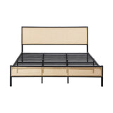 Oikiture Metal Bed Frame King Size with Rattan Board - Close-Up Angle