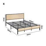 Oikiture Metal Bed Frame King Size with Rattan Board
