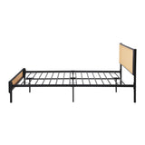 Oikiture Metal Bed Frame King Single Size with Rattan Board - Side View