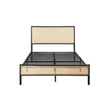 Oikiture Metal Bed Frame King Single Size with Rattan Board - Top-Down View