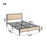 Oikiture Metal Bed Frame King Single Size with Rattan Board