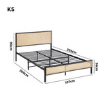 Oikiture Metal Bed Frame King Single Size with Rattan Board - Close-Up Angle