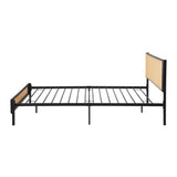 Oikiture Metal Bed Frame Single Size with Rattan Board