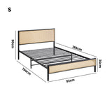 Oikiture Metal Bed Frame Single Size with Rattan Board - Top-Down View