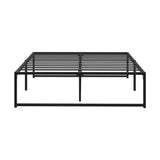 Oikiture Metal Bed Frame Double Size Beds Platform Black - Top-Down View