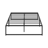 Oikiture Metal Bed Frame Double Size Beds Platform Black - Rear View