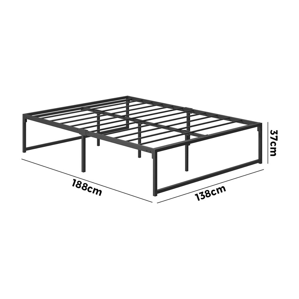 Oikiture Metal Bed Frame Double Size Beds Platform Black