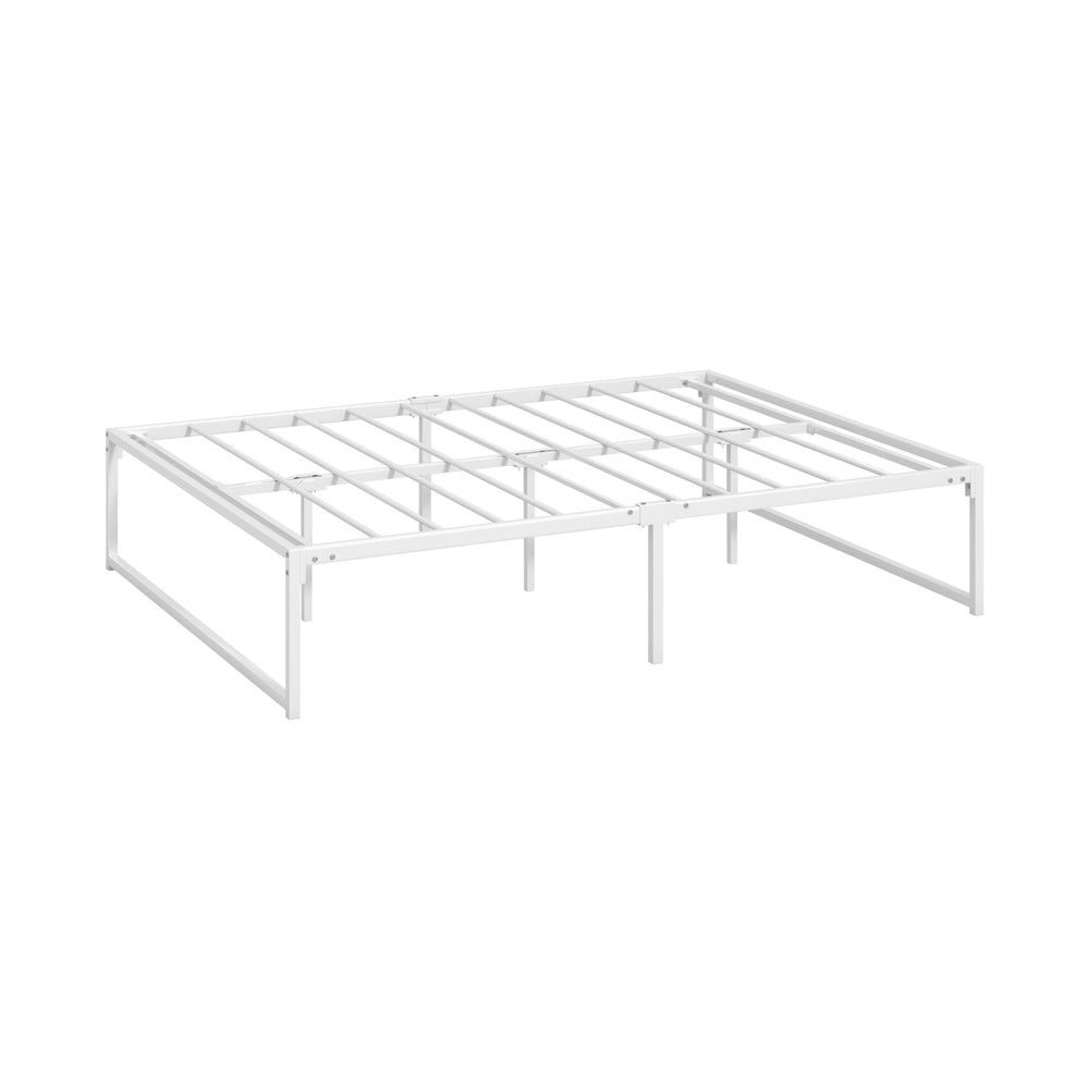 Oikiture Metal Bed Frame Double Size Bed Base White