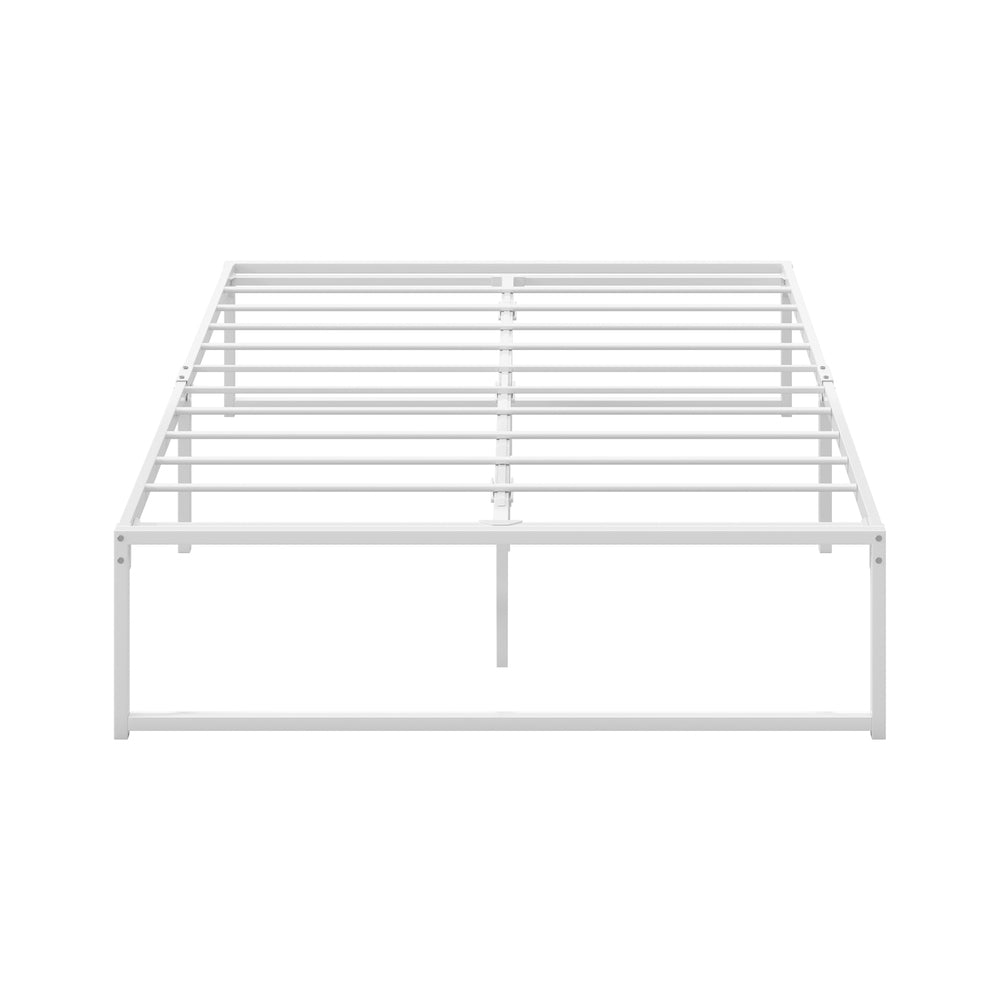 Oikiture Metal Bed Frame Double Size Bed Base White