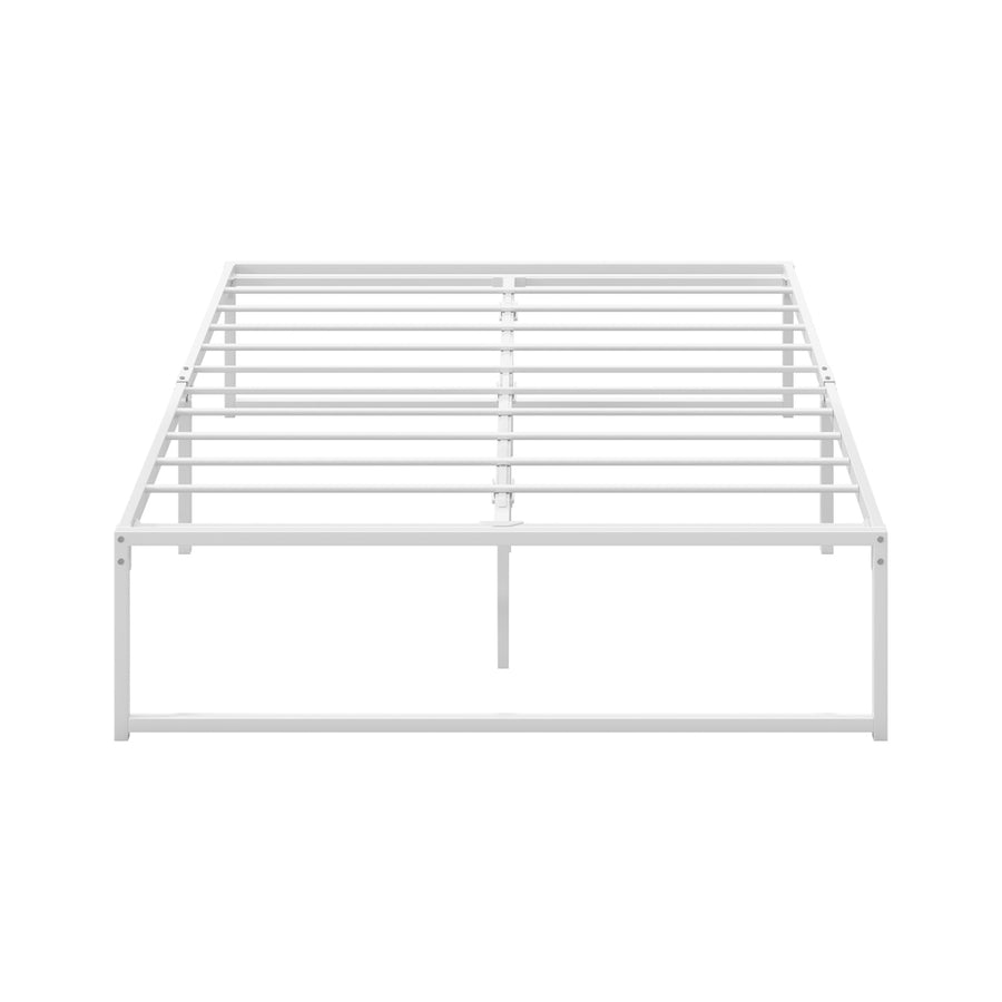 Oikiture Metal Bed Frame Double Size Bed Base White