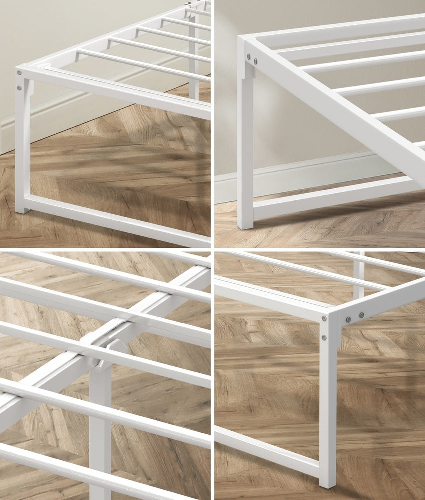Oikiture Metal Bed Frame Double Size Bed Base White