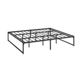 Oikiture Metal Bed Frame King Size Beds Base Platform Black - Front View