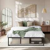 Oikiture Metal Bed Frame King Size Beds Base Platform Black