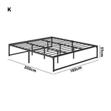 Oikiture Metal Bed Frame King Size Beds Base Platform Black - Close-Up Angle