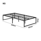 Oikiture Metal Bed Frame King Single Beds Platform Black