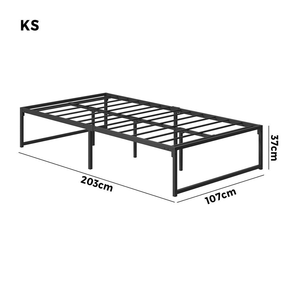 Oikiture Metal Bed Frame King Single Beds Platform Black