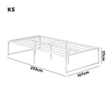 Oikiture Metal Bed Frame King Single Bed Base White - Extra Image