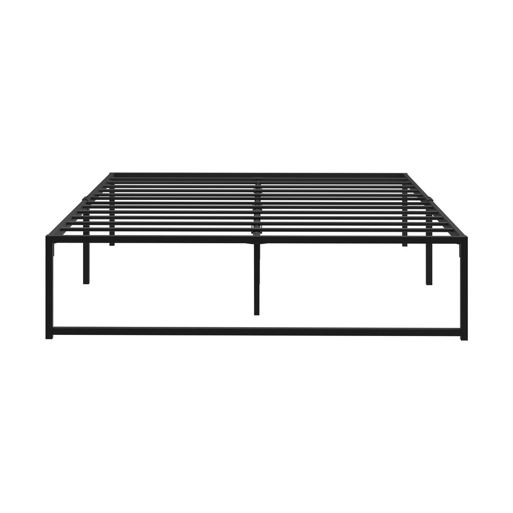 Oikiture Metal Bed Frame Queen Size Beds Platform Black