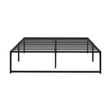 Oikiture Metal Bed Frame Queen Size Beds Platform Black - Front View