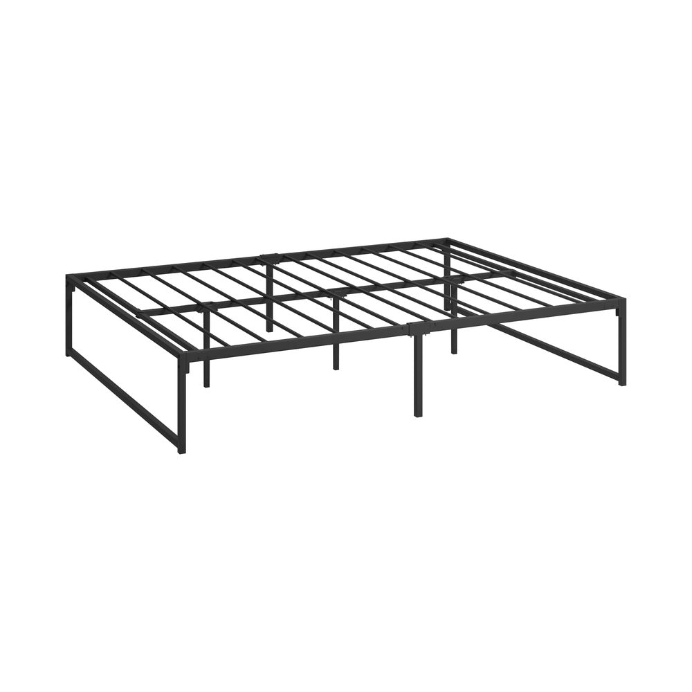 Oikiture Metal Bed Frame Queen Size Beds Platform Black
