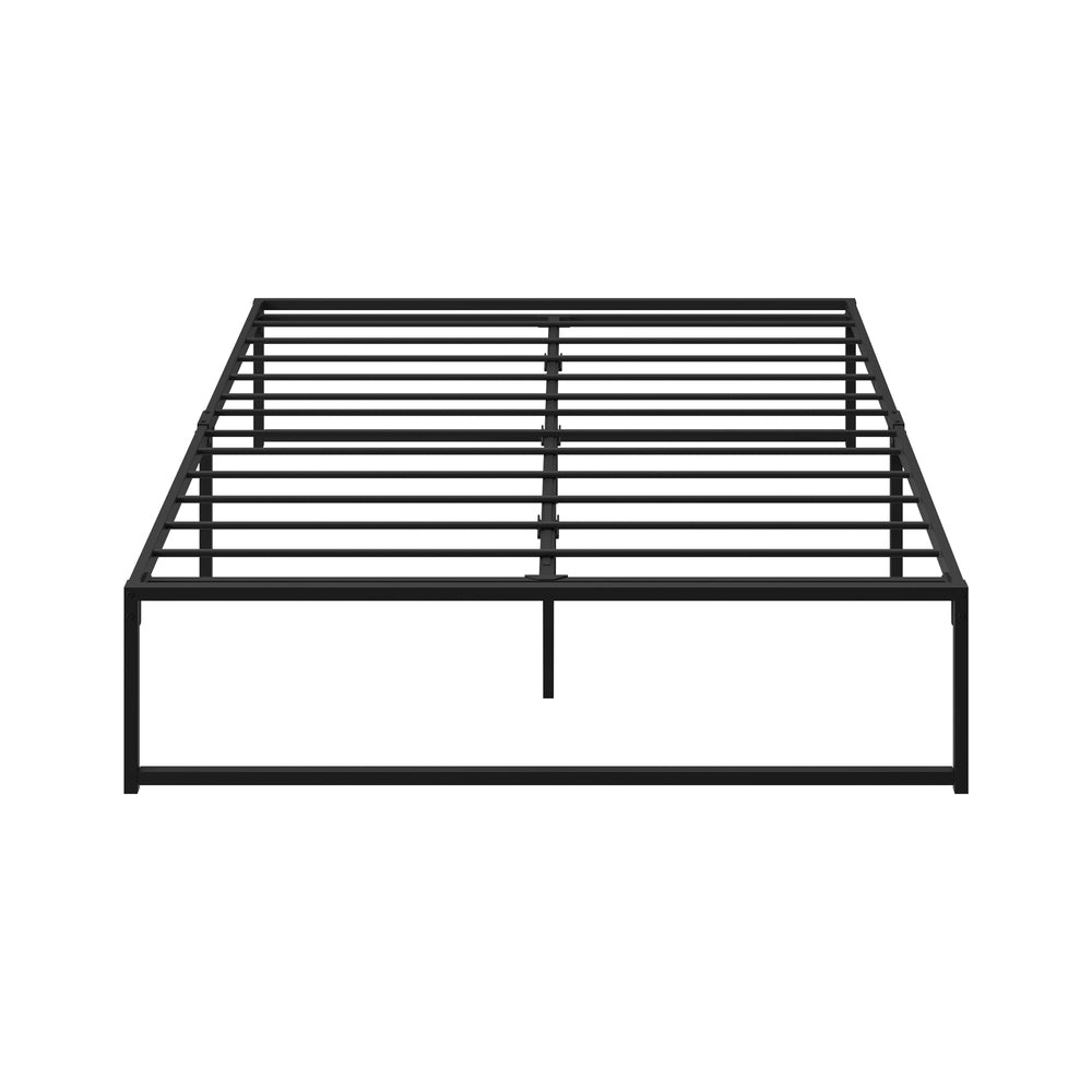 Oikiture Metal Bed Frame Queen Size Beds Platform Black