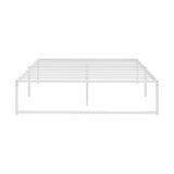 Oikiture Metal Bed Frame Queen Size Bed Base White - Front View