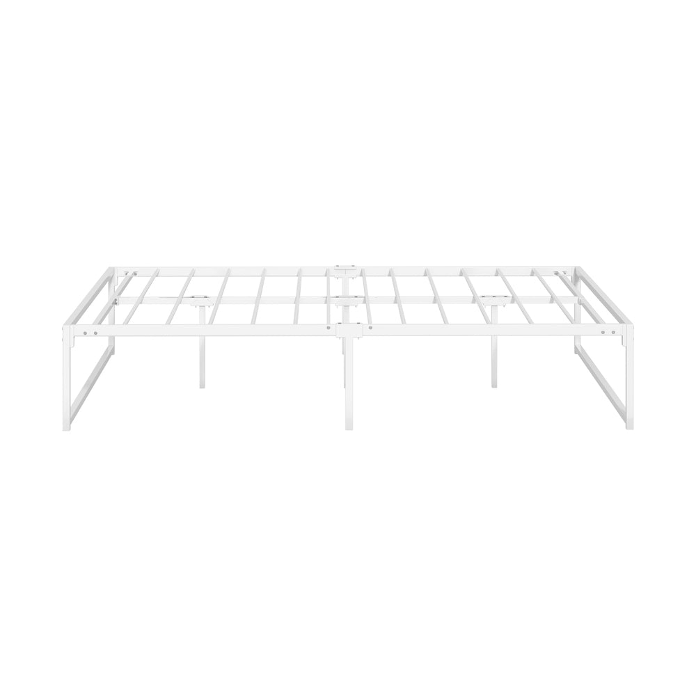 Oikiture Metal Bed Frame Queen Size Bed Base White