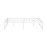 Oikiture Metal Bed Frame Queen Size Bed Base White - Close-Up Angle