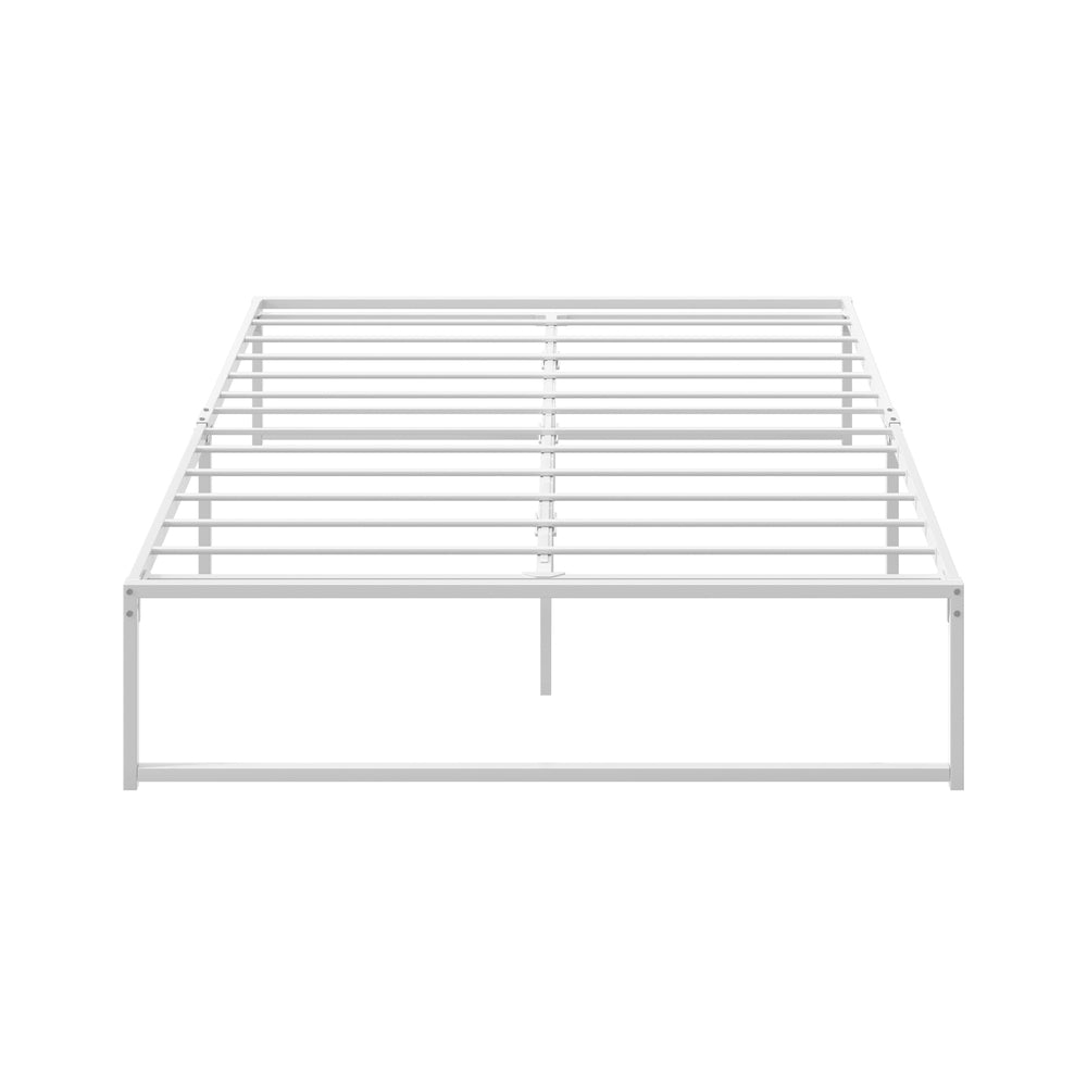 Oikiture Metal Bed Frame Queen Size Bed Base White