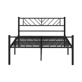 Oikiture Metal Bed Frame Double Size Bed Base Platform Black SIS - Top-Down View