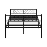Oikiture Metal Bed Frame Double Size Bed Base Platform Black SIS
