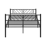 Oikiture Metal Bed Frame Double Size Bed Base Platform Black SIS - Rear View