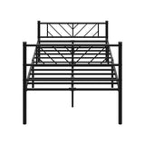 Oikiture Metal Bed Frame King Single Bed Base Platform Black SIS