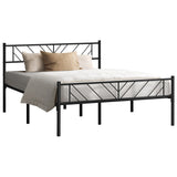 Oikiture Metal Bed Frame Queen Size Bed Base Platform Black SIS - Close-Up Angle