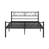 Oikiture Metal Bed Frame Queen Size Bed Base Platform Black SIS - Front View