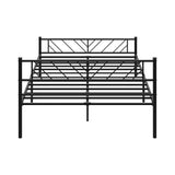 Oikiture Metal Bed Frame Queen Size Bed Base Platform Black SIS