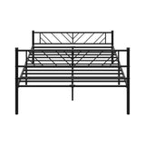 Oikiture Metal Bed Frame Queen Size Bed Base Platform Black SIS - Top-Down View