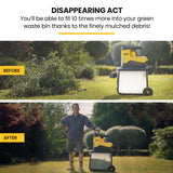 MICHIGAN 2400W Electric Crushing Impact Shredder, Quiet High Torque Garden Mulcher Chipper, Shreds Palm Fronds - Low Angle