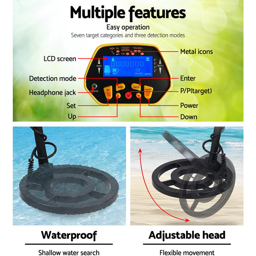 Metal Detector 180MM Deep Sensitive Waterproof Treasure Hunter Gold Digger Yellow, image 4