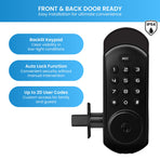 MEC Digital Motorised Smart Lock 20 User Codes Auto-Lock Backlit Keypad Matte Black