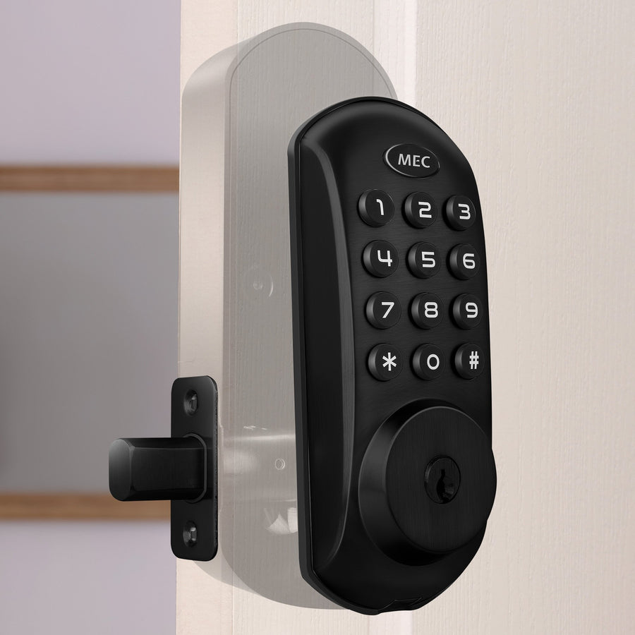 MEC Digital Motorised Smart Lock 20 User Codes Auto-Lock Backlit Keypad Matte Black