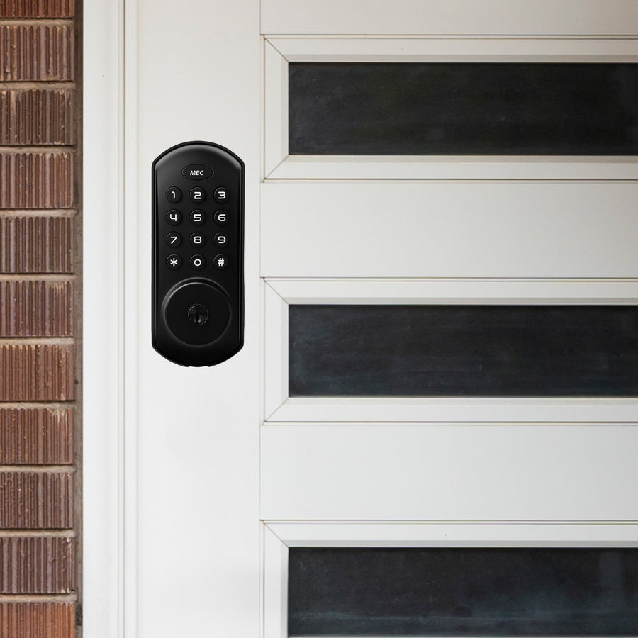 MEC Digital Motorised Smart Lock 20 User Codes Auto-Lock Backlit Keypad Matte Black
