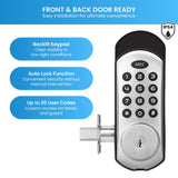MEC Digital Motorised Smart Lock 20 User Codes Auto-Lock Backlit Keypad Chrome - 45-Degree Angle